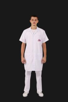 Jaleco manga curta masculino tecido gabardine