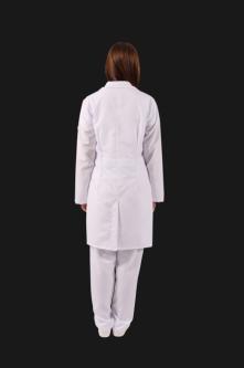 Jaleco manga longa c/ tira botão feminino tecido gabardine